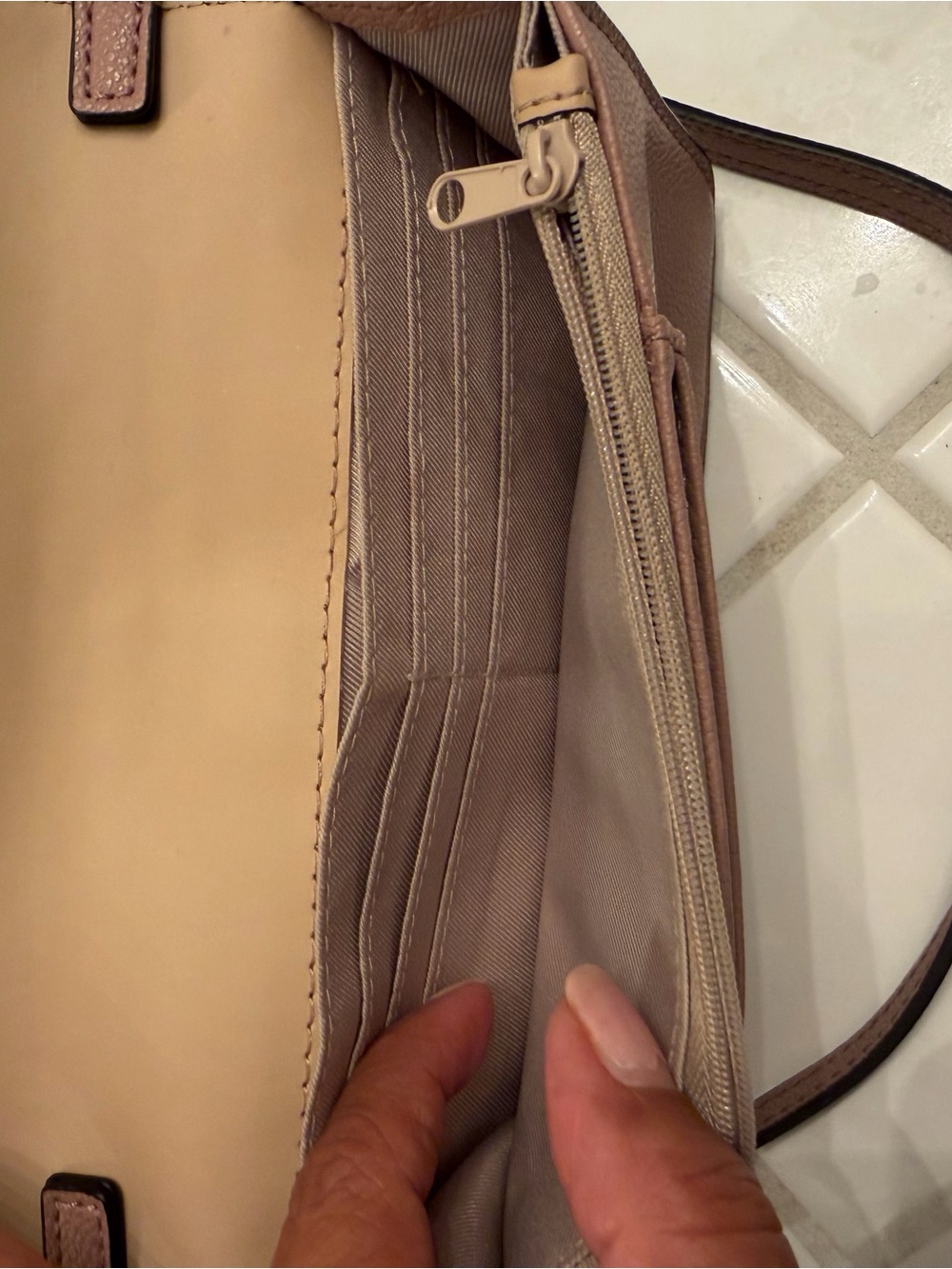 Nine West Pebbled Leather Crossbody Bag in Mauve Taupe - Picture 8 of 11